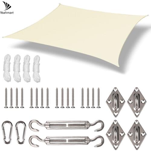 Waterproof Sun Shade Sail Canopy 98% UV Block Sunshade Protection with Hardware Kit Heavy-Duty Awnings Sun Shelter Camping Tent