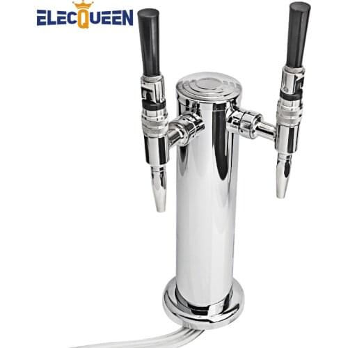 ELECQUEEN Top Quality Double Straight Faucet Beer Tower Stainless Steel Shiny Body Homebrew Draft Beer Towers Bar Accessories