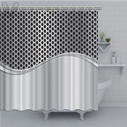 Silver Bathroom Curtain Technology Structure with Wavy Stripe Shower Curtain Polyester Fabric Bath Curtain Bathroom Shower Sets