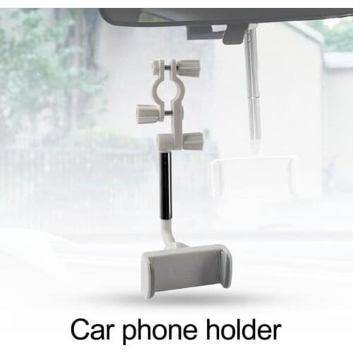 1 Set Cellphone Bracket 360-degree Adjustable Multifunctional Elastic Car Rear View Mirror Phone Holder for Auto