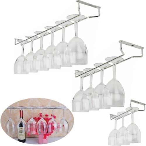 1Pc Useful 34CM Stainless Steel Wine Rack Glass Wine Holder Hanging Bar Hanger Shelf Bar Tools
