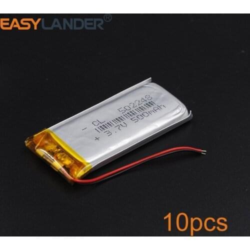 10pcs/Lot 3.7V 500mAh 502248 Rechargeable li Polymer Li-ion Battery For bluetooth headset mouse Bracelet Wrist Watch 052248