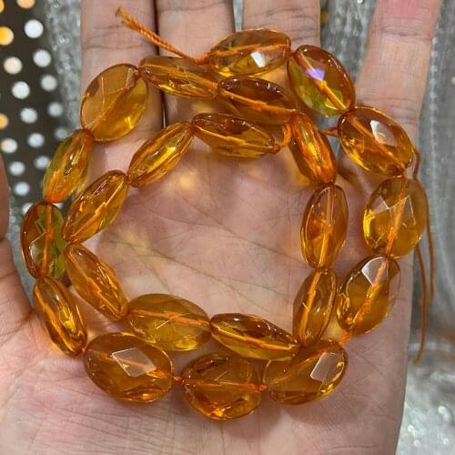 13X18mm Natural Yellow Citrines Beads 15'' Faceted Oval DIY Quartz Loose Beads For Jewelry Making Beads Men Women Necklace Gift