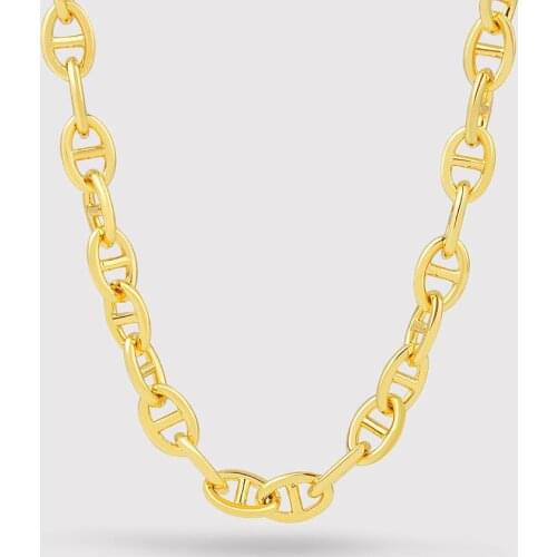 2021 New Design Gold Silver Color Nostril Retro Irregularly Smooth Chain Necklace Fashionable Big Nostril Jewelry Dropshipping