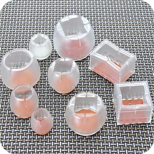 4 PCS Round Bottom Non-Slip Cups Silicone Chair Leg Caps Transparent Feet Pads Furniture Table Covers Wood Floor Protectors Tool