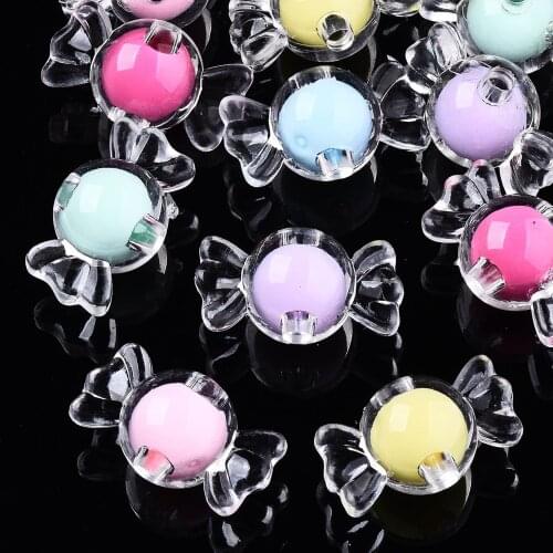 500g Transparent Acrylic Candy Beads AB Color Bead in Bead For DIY Jewelry Making, 11.5x21x12mm, Hole: 3mm,about 380pcs/500g