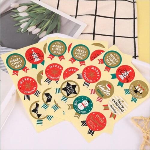 90Pcs Cute Color Medal merry Christmas happy birthday Stickers Round Sticker For Gift Bag Sealing Kids Labels