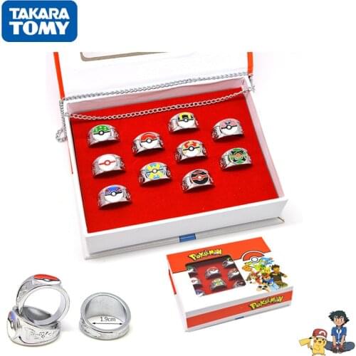 Anime Pokemon Go Peripheral Rings 20 Style Pokeball Alloy Wear Collection Childrens Toys Surprise Halloween Decoration Gift