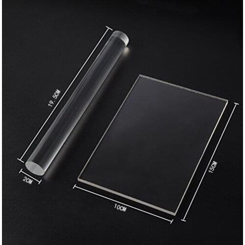 Ensemble De 2pcs Rouleau Et Plaque Rectangulaire En Acrylique Pour Modelage