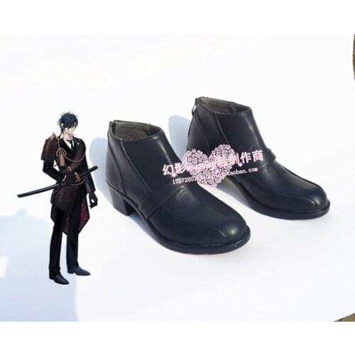 Touken Ranbu Shokudaikiri Mitsutada Halloween Black Cosplay Shoes Boots H016