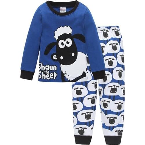 Baby 100% Cotton Pajama Sets Cute Sheep Animal Sleepwear Kids Cosy Pajamas Long Sleeve Tshirt Trousers Suits Boy Girl Clothes