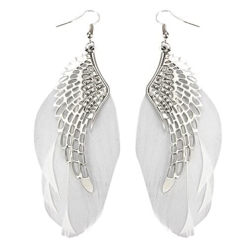 Womens Angel Wings Feather Dangle Earring Hook Chandelier Drop Long Earrings 7DGX