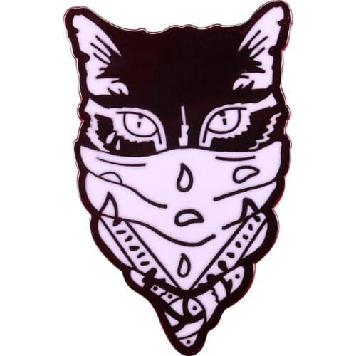 Horror cat enamel pin badge