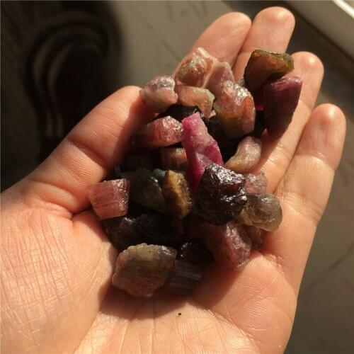 Hot 100g natural colorful tourmarine gravel reiki healing crystal mineral rock tumbled stone rough gemstones wholesale price