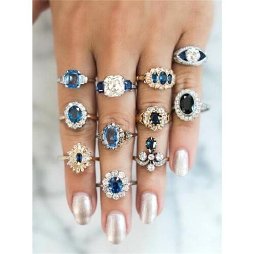2021 Matching Rings for Women Gold Jewelry Bohemia Style Evil Eye Ring Set Anillo Bague Femme Anillos Slytherin Accessories