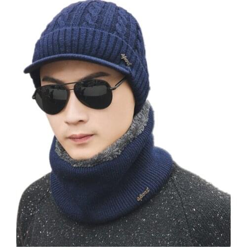 Two Pieces Winter Hat&Scarf Set For Women Men Winter Beanies Scarves Male Winter Hats Sets Thick Cotton Warm Winter Accessories