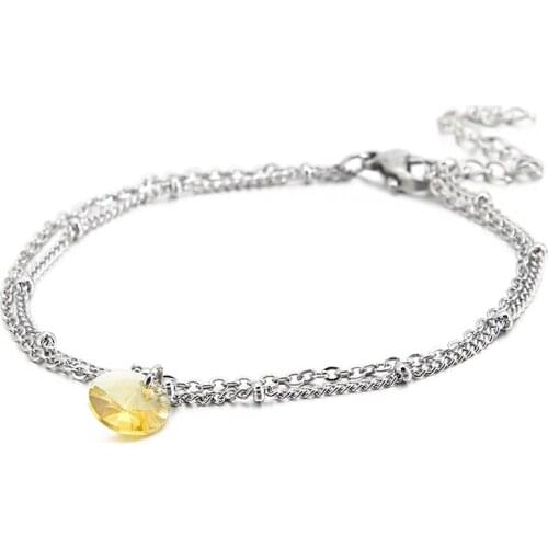 Korean version of the simple titanium steel double zircon ladies bracelet jewelry