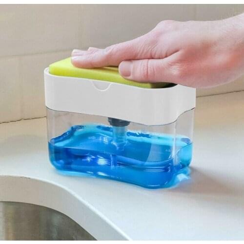 Kitchen Scrubbing Liquid Detergent Automatic Dispenser Press-type Liquid Box Scouring Pad Dishwashing Soap Dispenser