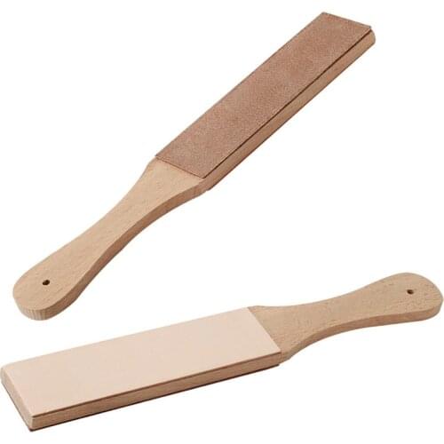 LMDZ Leathercraft Sharpener Knife Sharpener Wooden Handle Leather Sharpening Tools Strop Handmade Razors Polishing Board