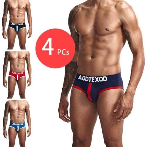 2021 Fashion Sexy Underwear Men Solid Underpants Cotton Male Panties Hot Sale Slip Cueca 4 Color Soft Men Briefs Underwear
