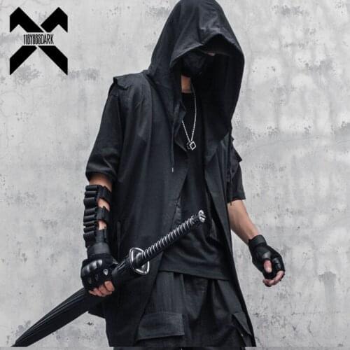 11 BYBBS DARK Black Hooded Wizard Vest Coat Men 2021Autumn Summer Sleeveless Jacket Casual Men Coat Techwear WB184