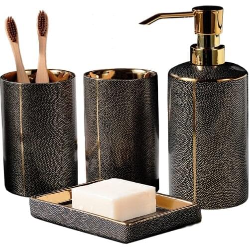 Bathroom Set Ceramic Liquid Soap Dispenser/Dish Toothbrush Holder Gargle Cups Luxury Wedding Gifts Birthday Present New Arrival