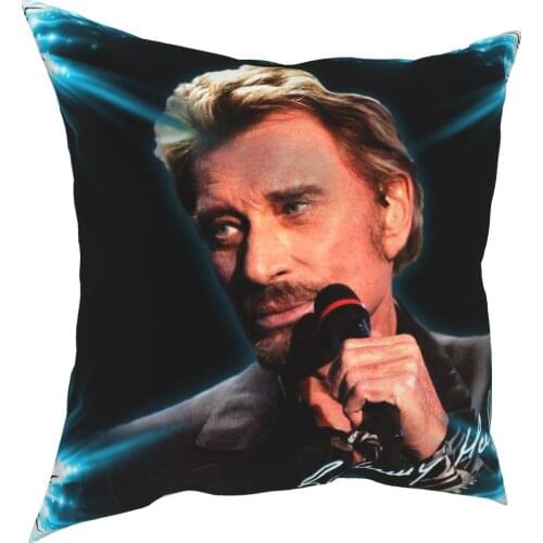 Johnny Hallyday Pillowcover Home Decorative French Rock Singer Cushion Cover Throw Pillow for Sofa Double-sided Printing