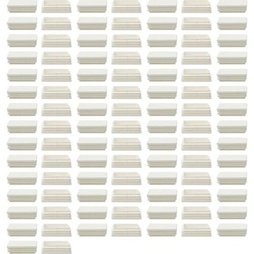 100pcs Plastic Rectangle Ribbed Tube Inserts End Cover Cap Furniture Desk Table Feet Floor Protector