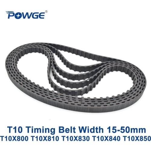 POWGE T10 Synchronous timing belt C=800/810/830/840/850 Width 15/20/25/30/40/50mm Rubber T10X800 T10X810 T10X830 T10X840 T10X850
