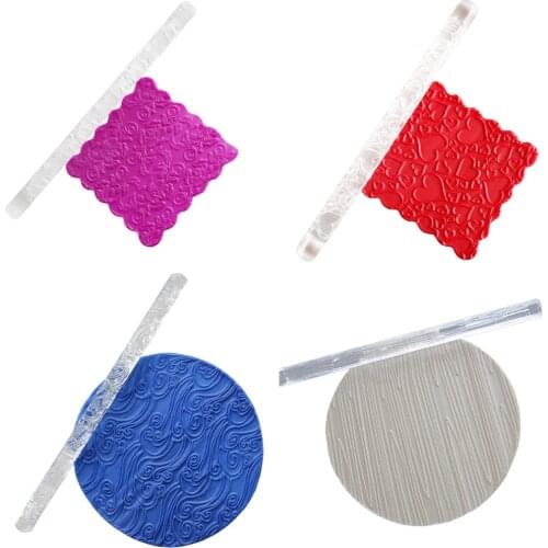 Hot 4styles Waves Six-petal flowers Non-stick Rolling Pin Baking Cake Decorating Tools Wood grain Love Pastry Dough Roller
