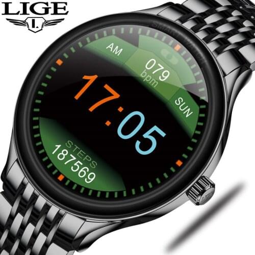 LIGE New Men Smart Watch Heart Rate Meter Pedometer Blood Pressure Multi-Function Bracelet Bluetooth Sports Smartwatch Male
