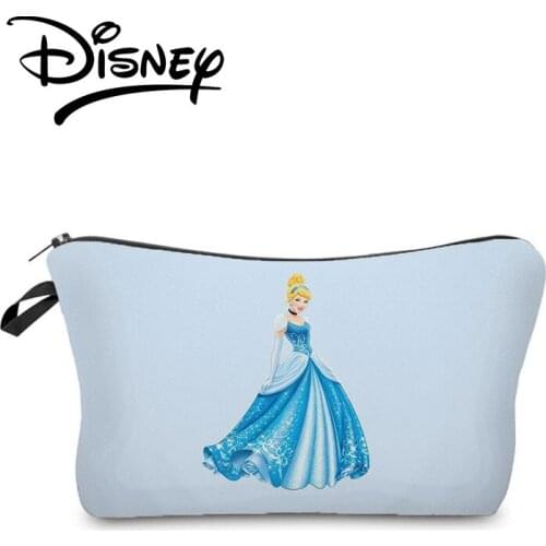 Disney Princess Cinderella Cosmetic Bag Cartoon Makeup Bag Blue Child Organizer Bag Pretty Girl Pencil Case Gift Travel Wash Bag