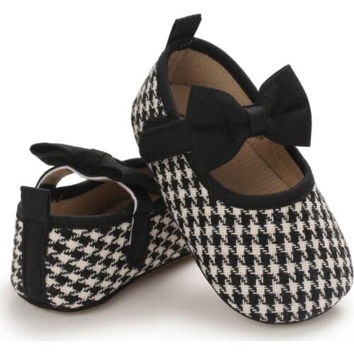 0-18M Spring Princess Baby Girls Shoes Newborn Toddler Butterfly-knot Causal Shoes Plaid Footwear Soft Sole Prewalker 0-18M