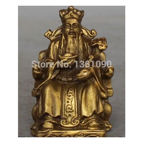 Xd 00522 3" Chinese Feng Shui Bronze Brass Wealth Money YuanBao Mammon God Ruyi Statue