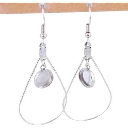 10pcs Stainless Steel Teardrop Frame 8mm Dia Cabochon Earring Base Settings Diy Bezel Blanks For Earrings Making Supplies