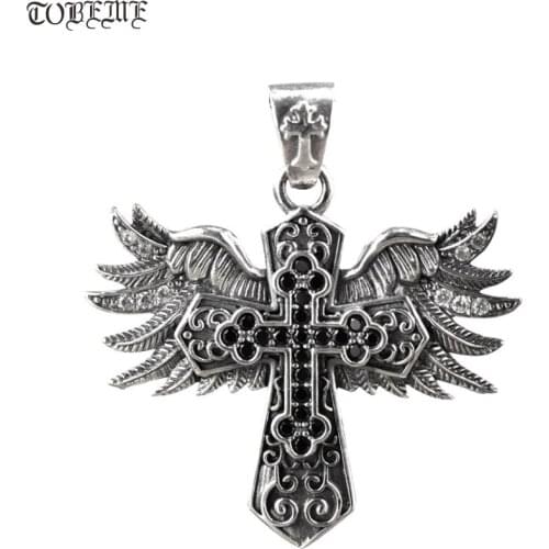 100% 925 Silver Cross Pendant 925 Sterling Wing Pendant Vintage Silver Cross Pendant