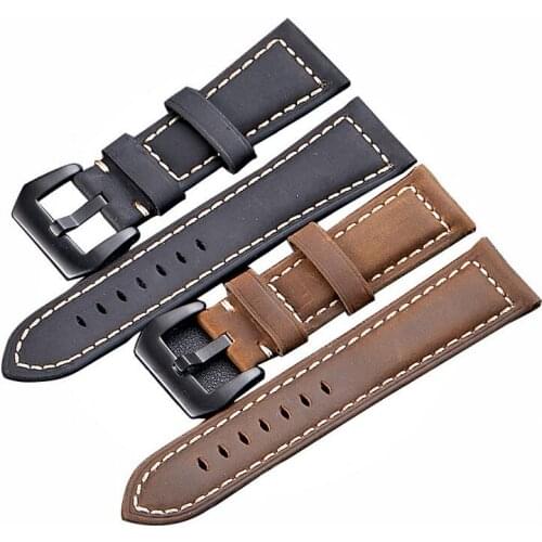50pcs High Quality Steel Buckle Watchbands 20mm 22mm 24mm 26 Watch Accessories For Samsung watch Leather Watch Strap Black Brown