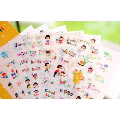 6pcs kawaii happy girl Decorative pvc Stickers Multifunction Deco Label for planner DIY Scrapbooking Diary Sticker