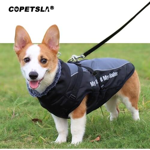 Copetsla New XL-6XL Winter Warm Dog Clothes Waterproof Pet Padded Vest Zipper Jacket Coat For Small Medium Large Dogs