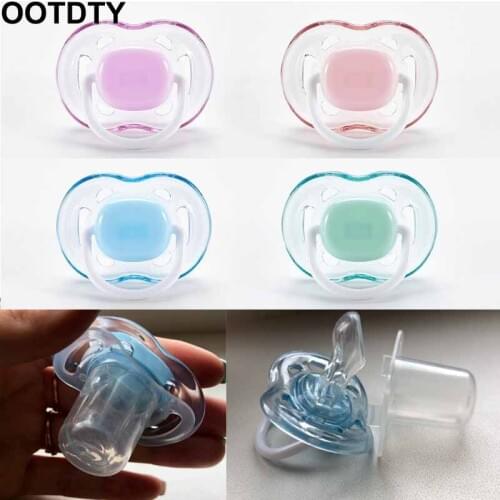 Baby Silicone Pacifier Soothing Infants Bite Chew Supplies Newborn Comfort Appease Nipple Flat Teat Pacifiers