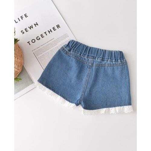 2021 New Fashion Girls Kids Shorts Girl Denim Pants Toddler Summer Lace Leggings Children Clothes for 2 7 Years