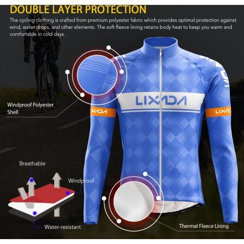 Lixada Cycling Clothing Set Windproof Long Sleeve Bicycle Jersey Jacket 3D Padded Pants Outdoor Cycling Running Sports Jacket