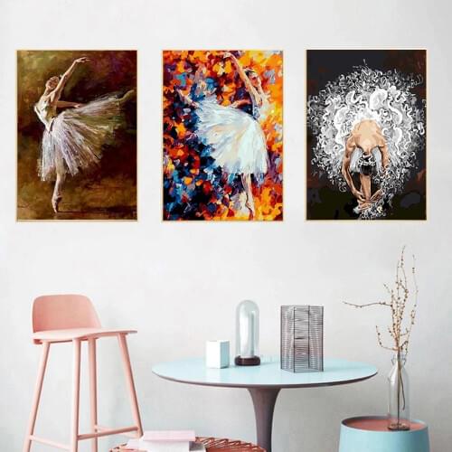 Gatyztory 3pcs Paint By Numbers For Adults Children Ballerina HandPainted Oil Painting Canvas DIY Gift Home Decor 4050cm