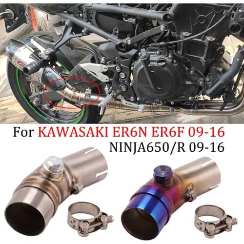 Slip on For KAWASAKI ER6N ER-6N ER6F 09-16 NINJA650/R 09-16 Motorcycle Exhaust Muffler Escape Connecting Middle Link Pipe