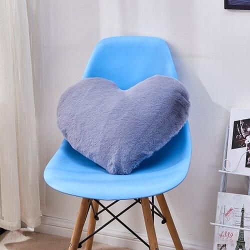 Faux Rabbit Fur Heart Shape Pillow Case Artifical Wool Warm Pillow Cover for Chair Sofa Use Bedroom Living Home Room Pillow Case