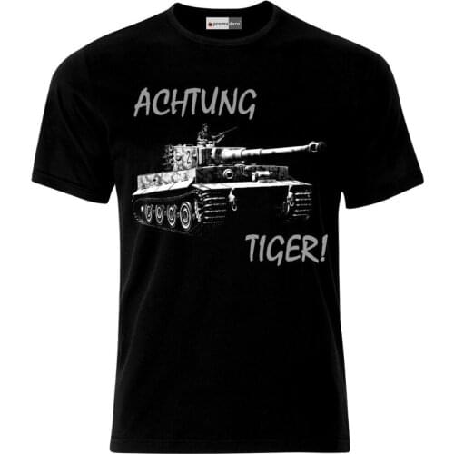 2018 Short Sleeve Cotton Man Clothing Achtung Tiger German Army Tank Panzer WW2 T-Shirt Fashion Classic
