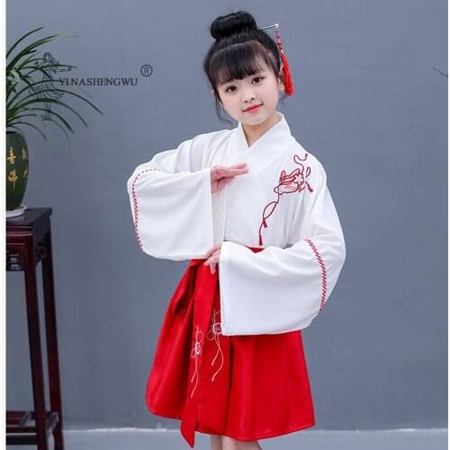 Child Print Kawaii Robe Sets Japanese Girl Dress Kimono Costume Floral Embroidery Tops Skirts Clothing Kids Yukata Haori Clothes