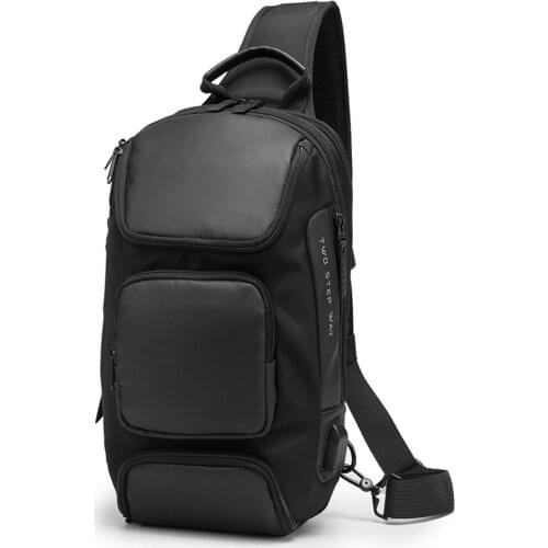 Men Multifunction Multilayer High Capacity Shoulder Bag USB Oxford Crossbody Bag Travel Pack Messenger Pack Chest Bag for Male