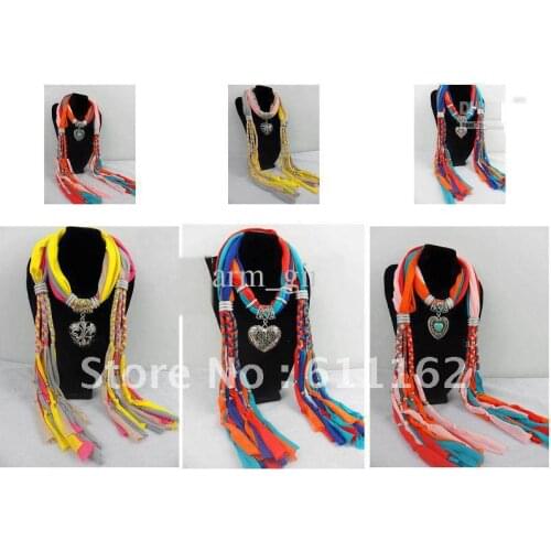 Fashion red colour jewelry scarves necklace pendant scarf woman polyester scarf 1004