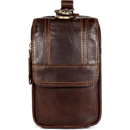 Mens Waist Bag Man Handbag Outdoor Sports Riding Bag Cow Leather Mobile Phone pocket Waist Bag For Men